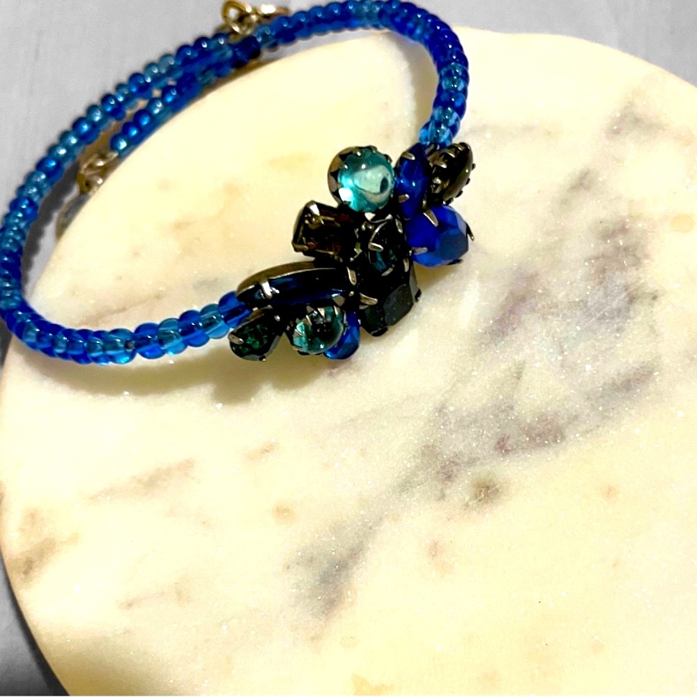 Rare Alex and Ani Vintage Sixty Six Blue Beaded Euphoria Wrap Bracelet